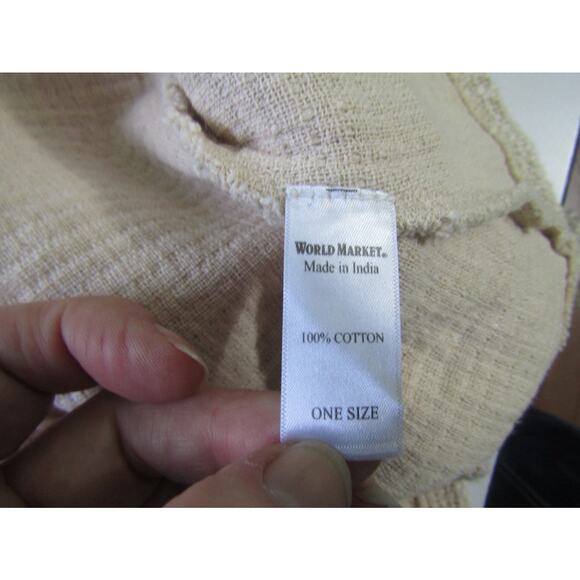 World Market Textured Boho Kimono Jacket Tassel Hem Cream One Size Fringe Cardig - Picture 7 of 9